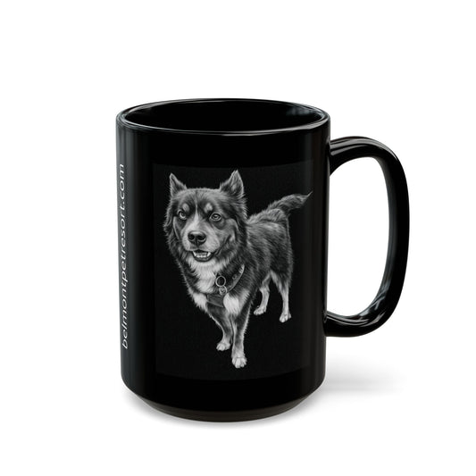 Ozzie - Custom Pet Lover Mug, Black Mug for Dog Owners, Personalized Coffee Cup, Perfect Gift for Dog Lovers, Animal Rescue Fundraising